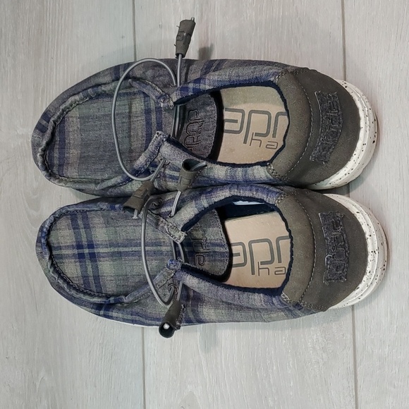 Hey Dude mens Wally Funk Plaid Blue Grey Loafer Slip On shoes sz 9 - Picture 7 of 12